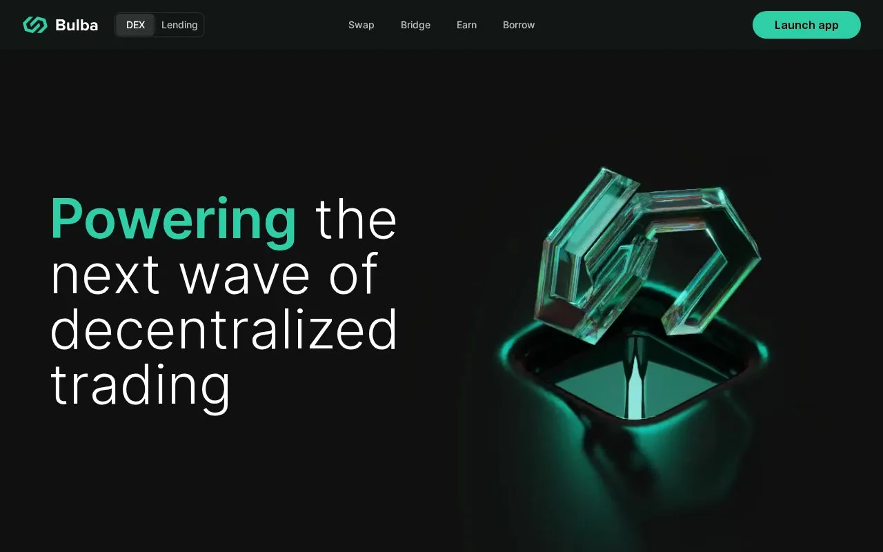 BulbaSwap V3 homepage screenshot