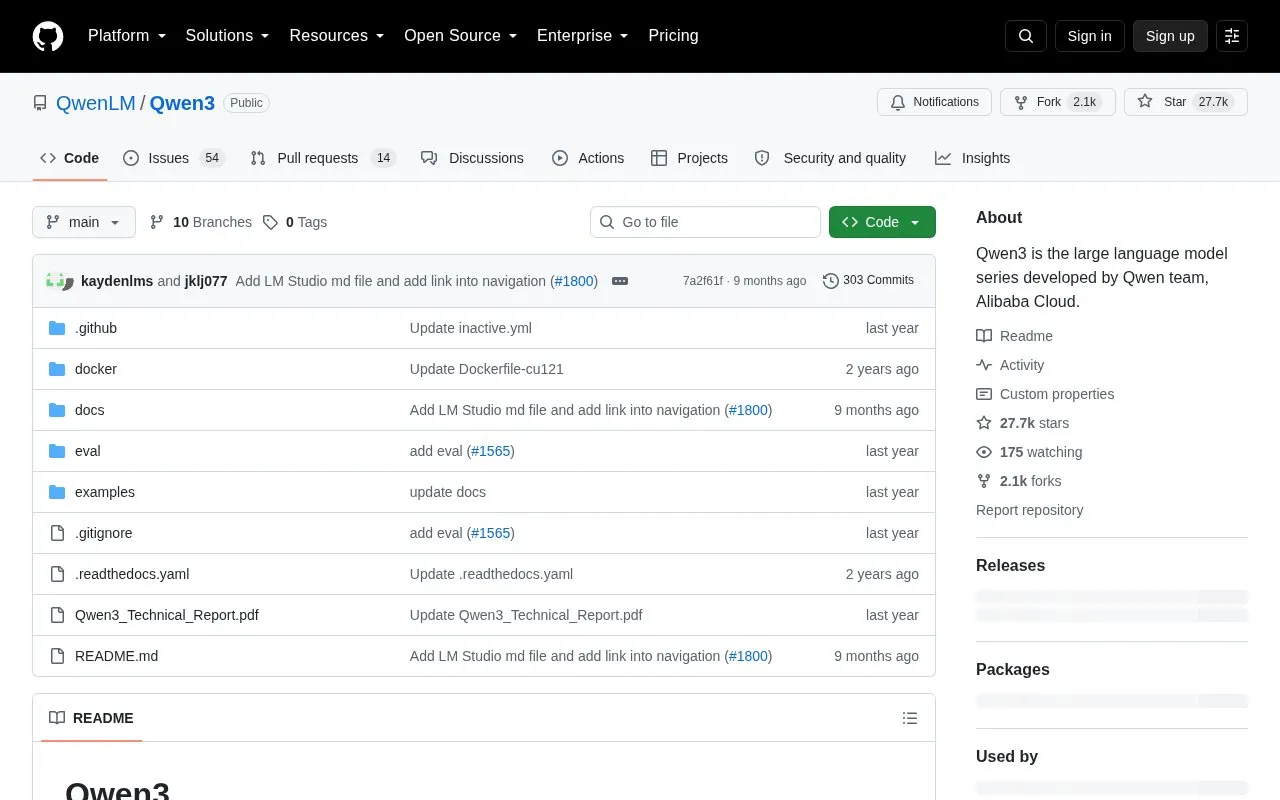 Qwen3 homepage screenshot