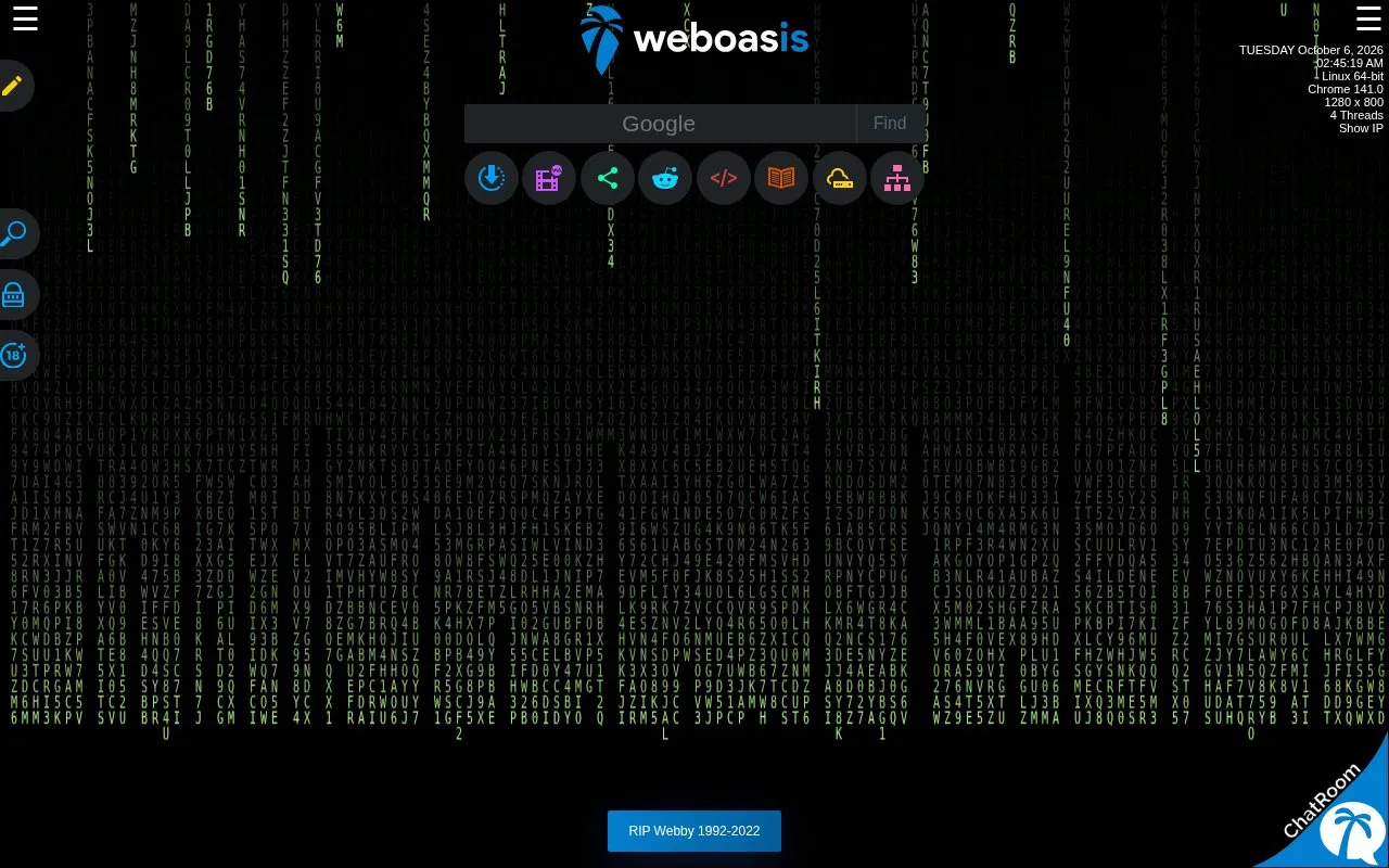 WebOasis homepage screenshot