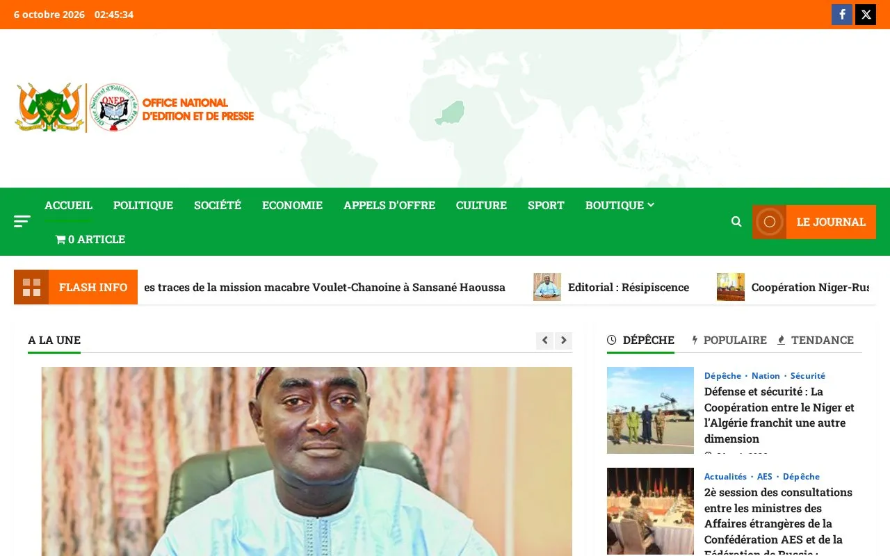 Le Sahel homepage screenshot