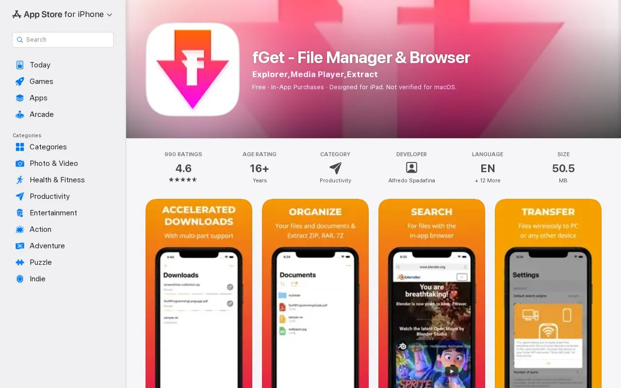 fGet homepage screenshot