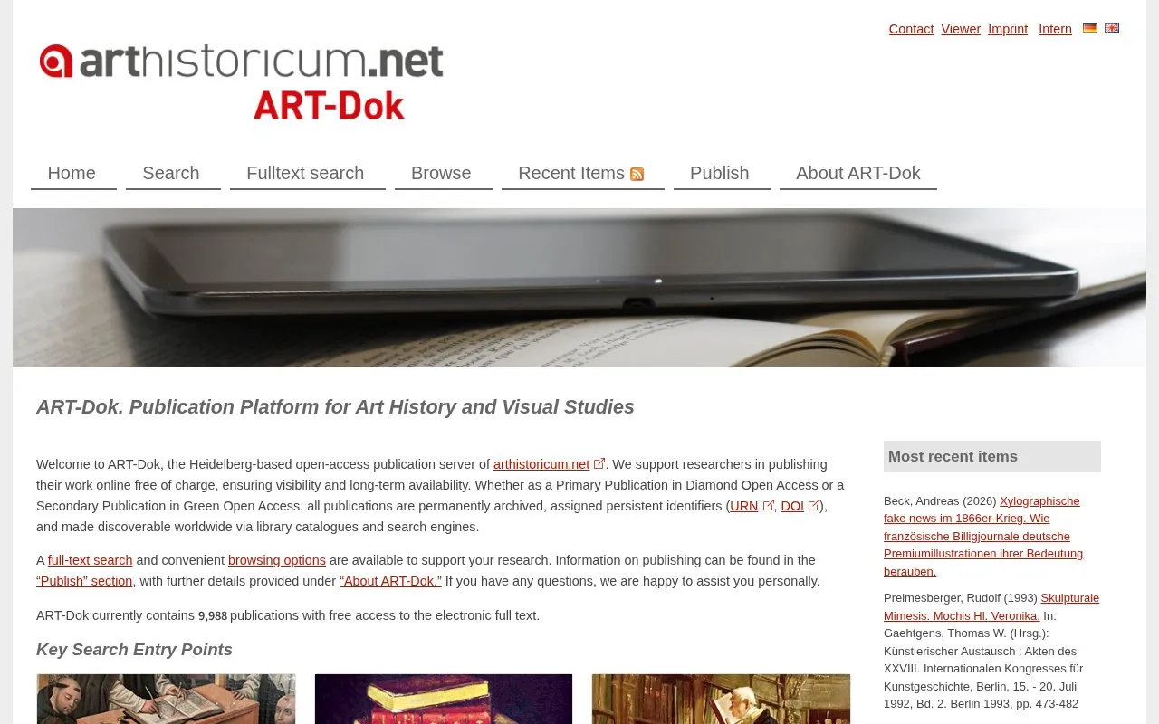 ART-Dok homepage screenshot