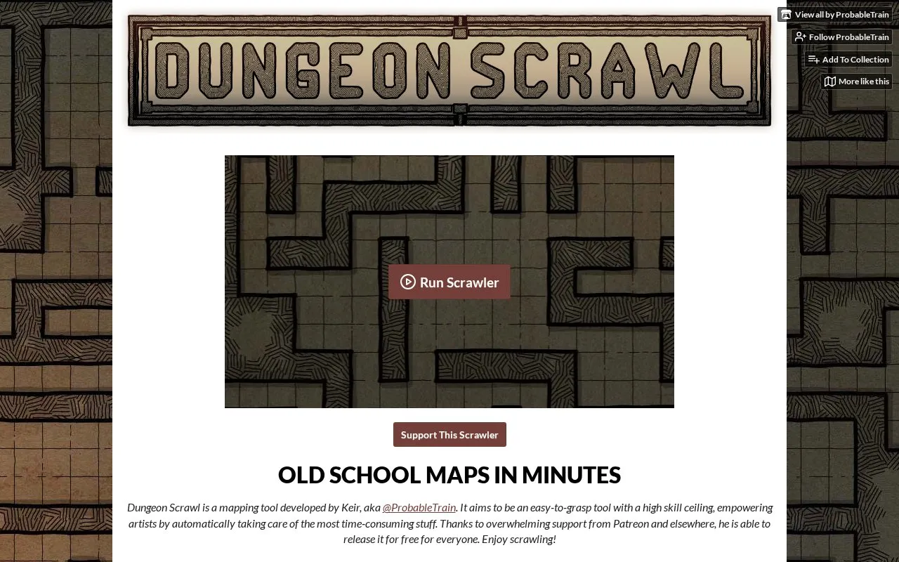Dungeon Scrawl homepage screenshot
