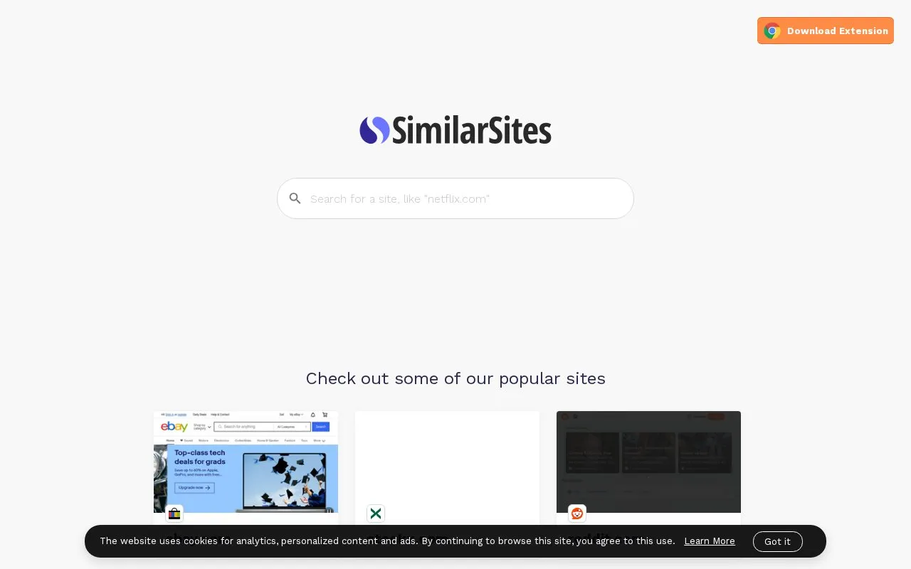 SimilarSites homepage screenshot