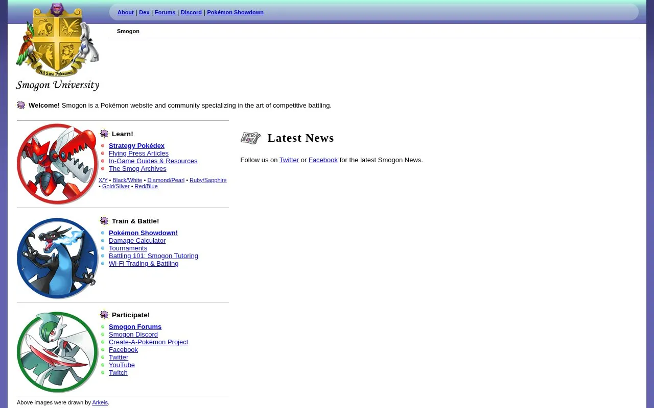 Smogon homepage screenshot