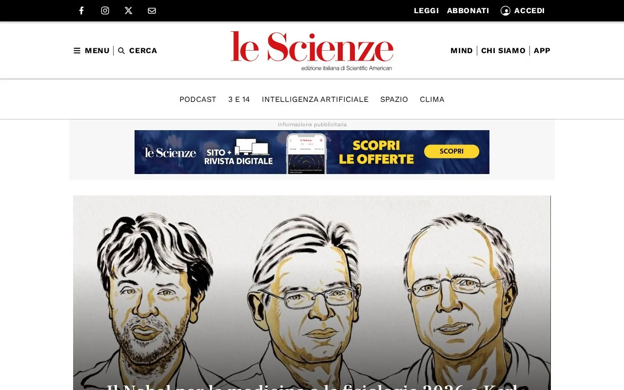Le Scienze homepage screenshot
