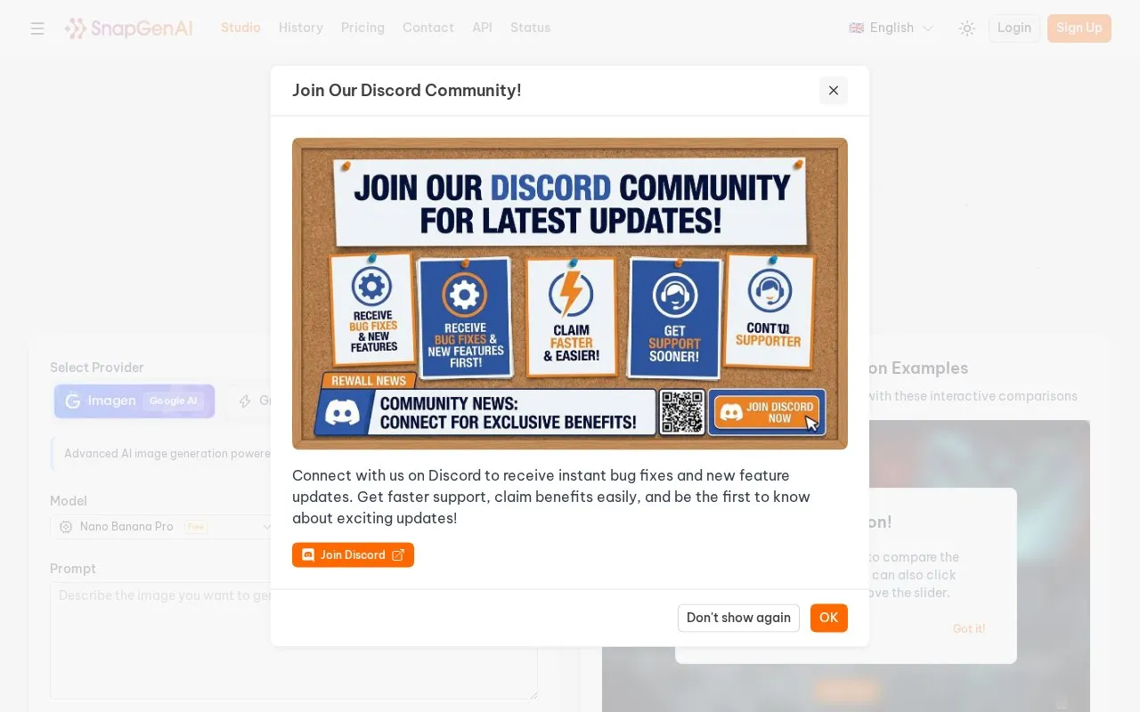 Snapgen AI homepage screenshot