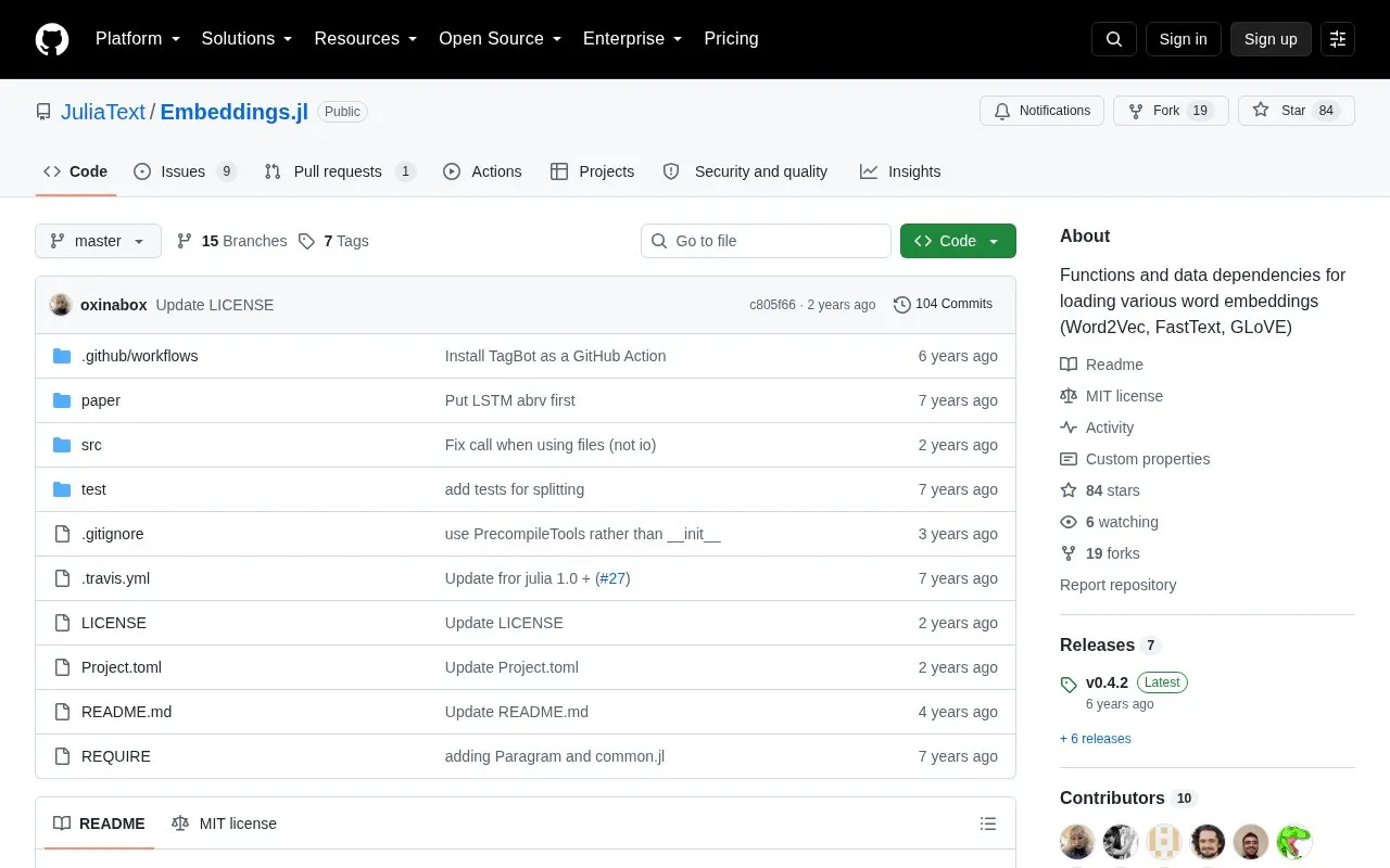 Embeddings homepage screenshot