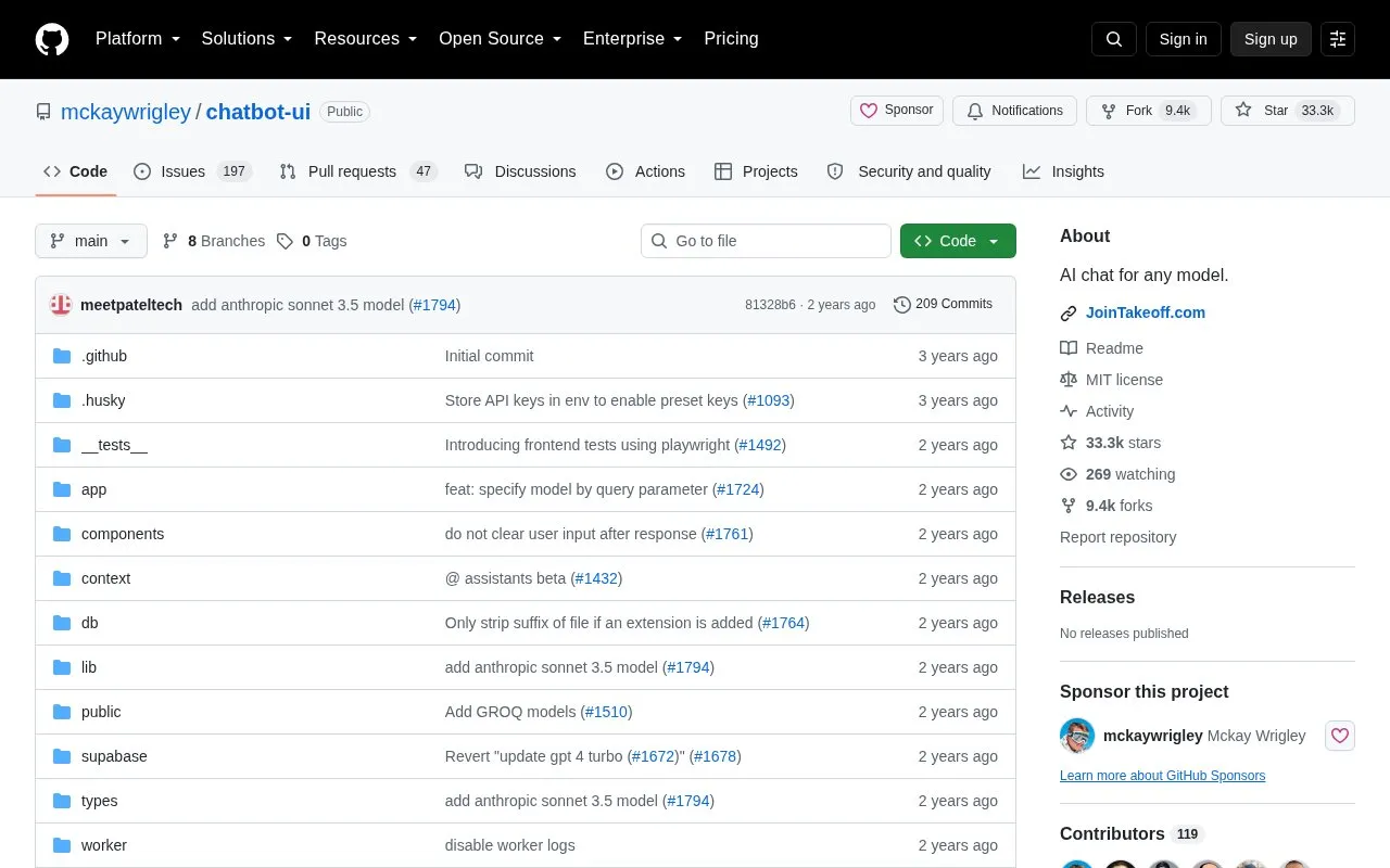 Source code homepage screenshot