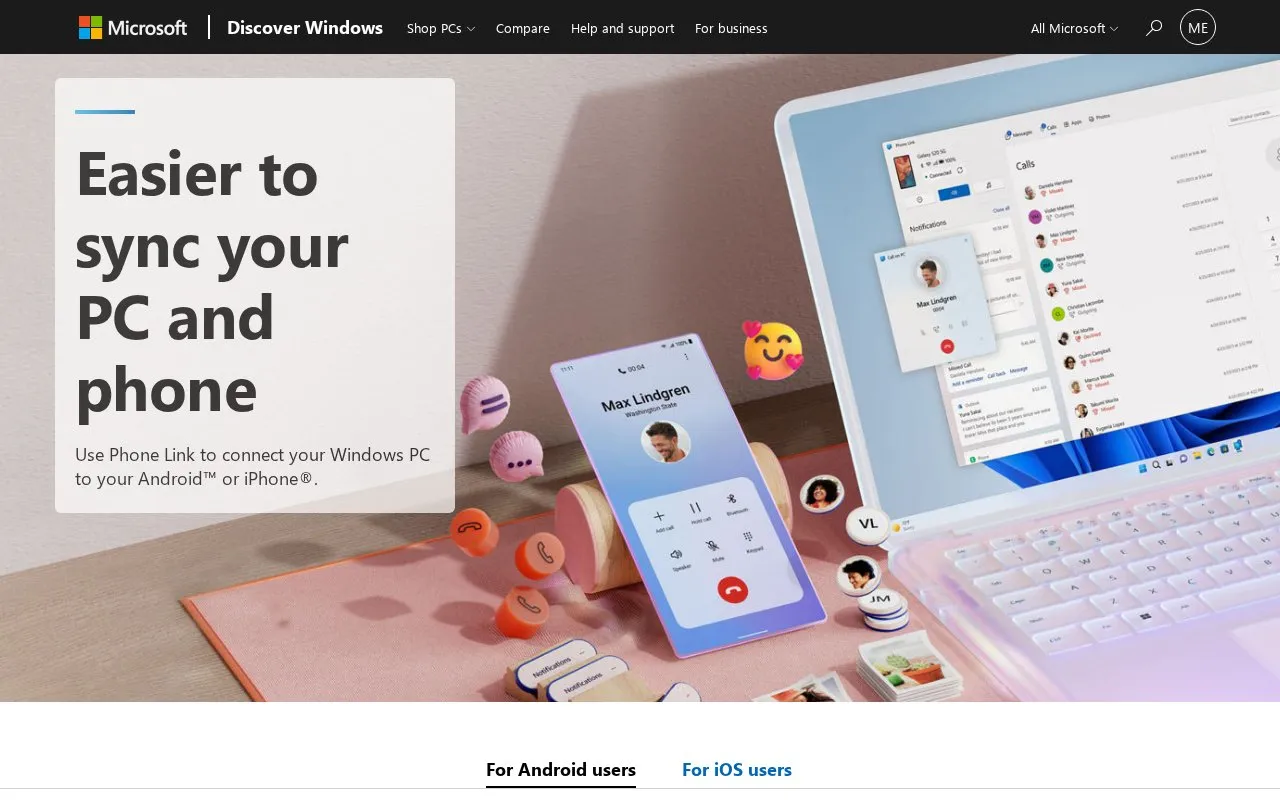 Phone Link homepage screenshot