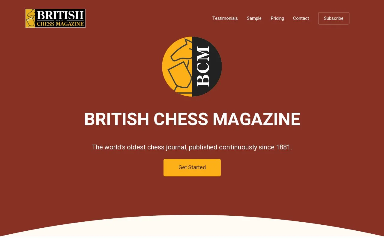 British Chess Magazine homepage screenshot