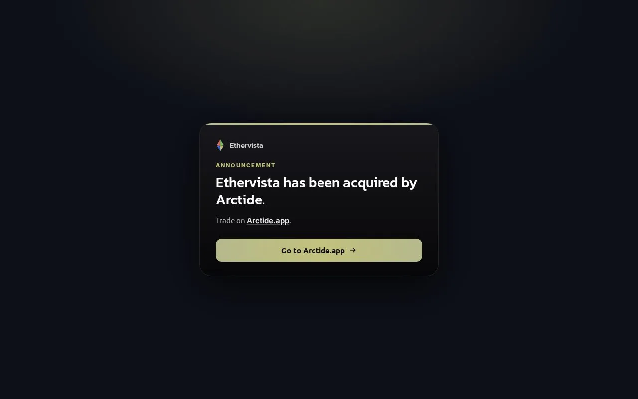 Ethervista homepage screenshot