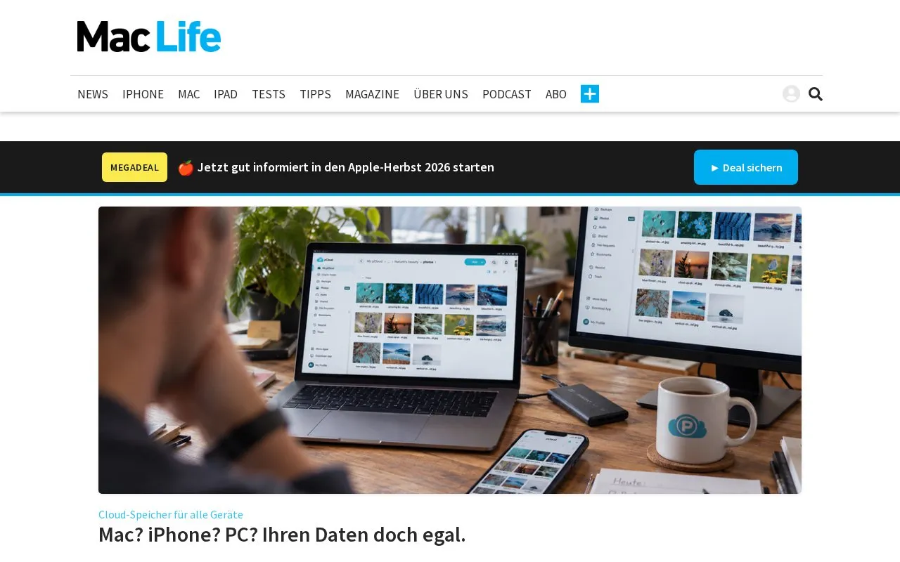 Mac Life homepage screenshot