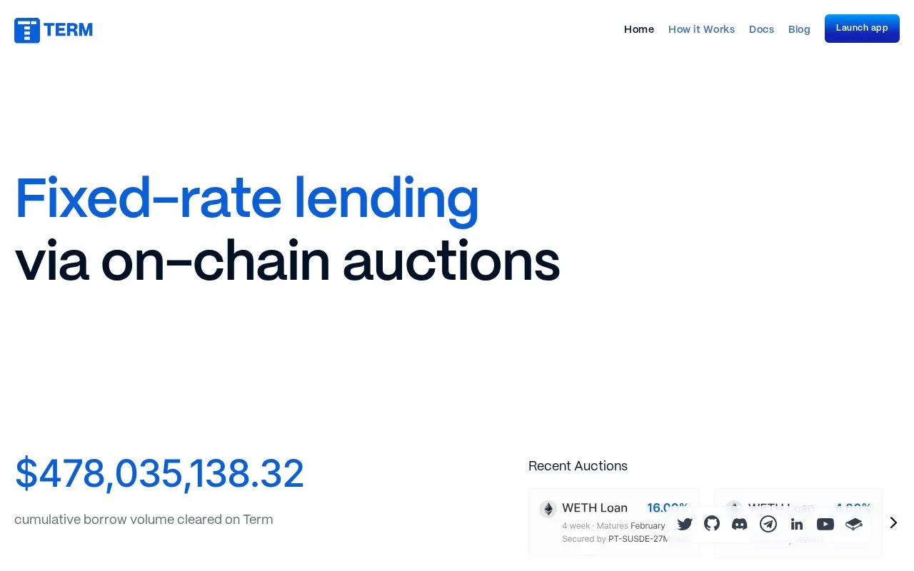TermFinance Vaults homepage screenshot