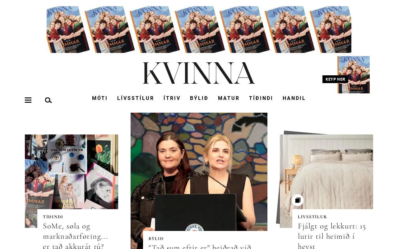 Kvinna homepage screenshot