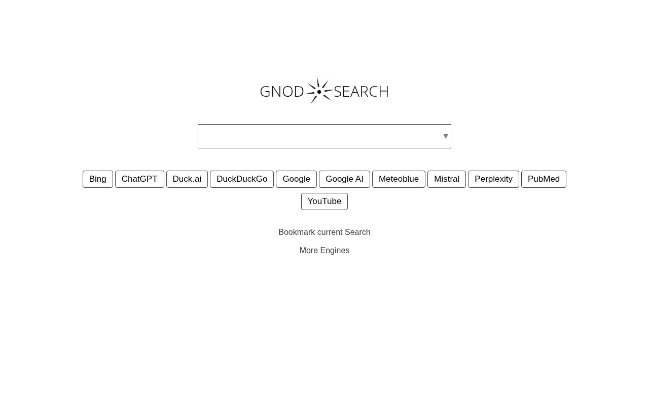 gnod Search homepage screenshot