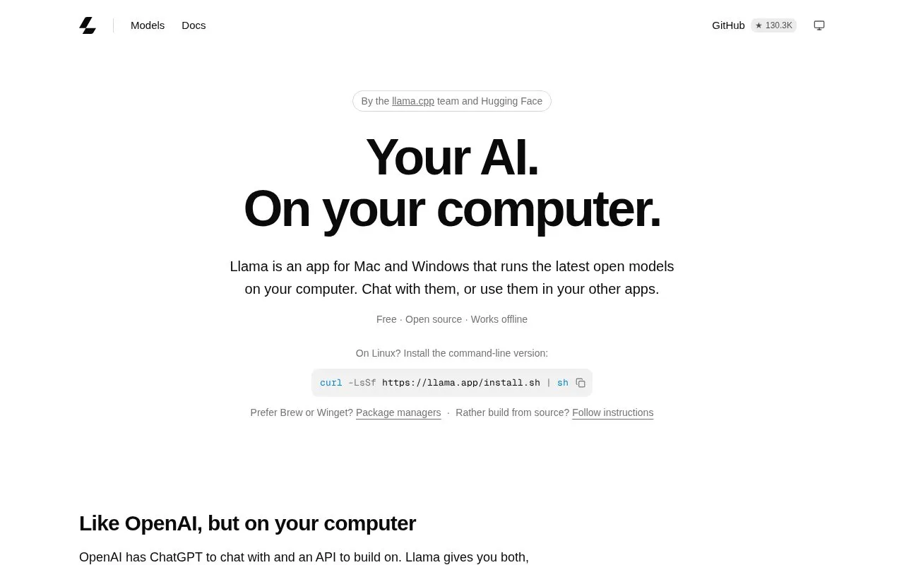 llama.cpp homepage screenshot