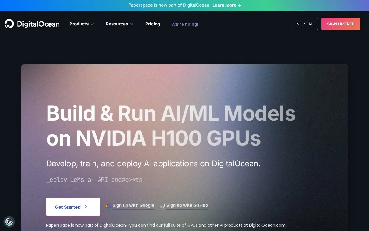 Paperspace homepage screenshot