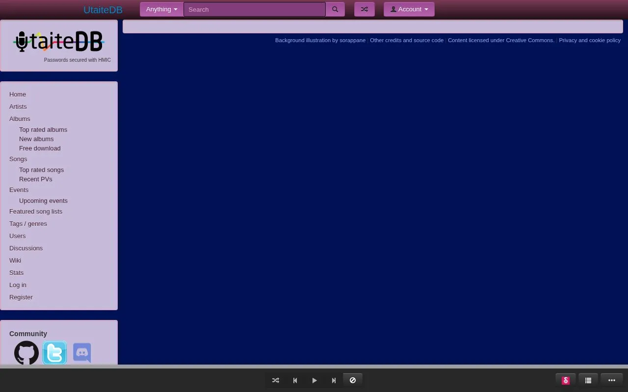 UtaiteDB homepage screenshot