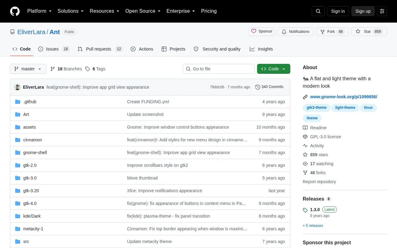 Ant homepage screenshot