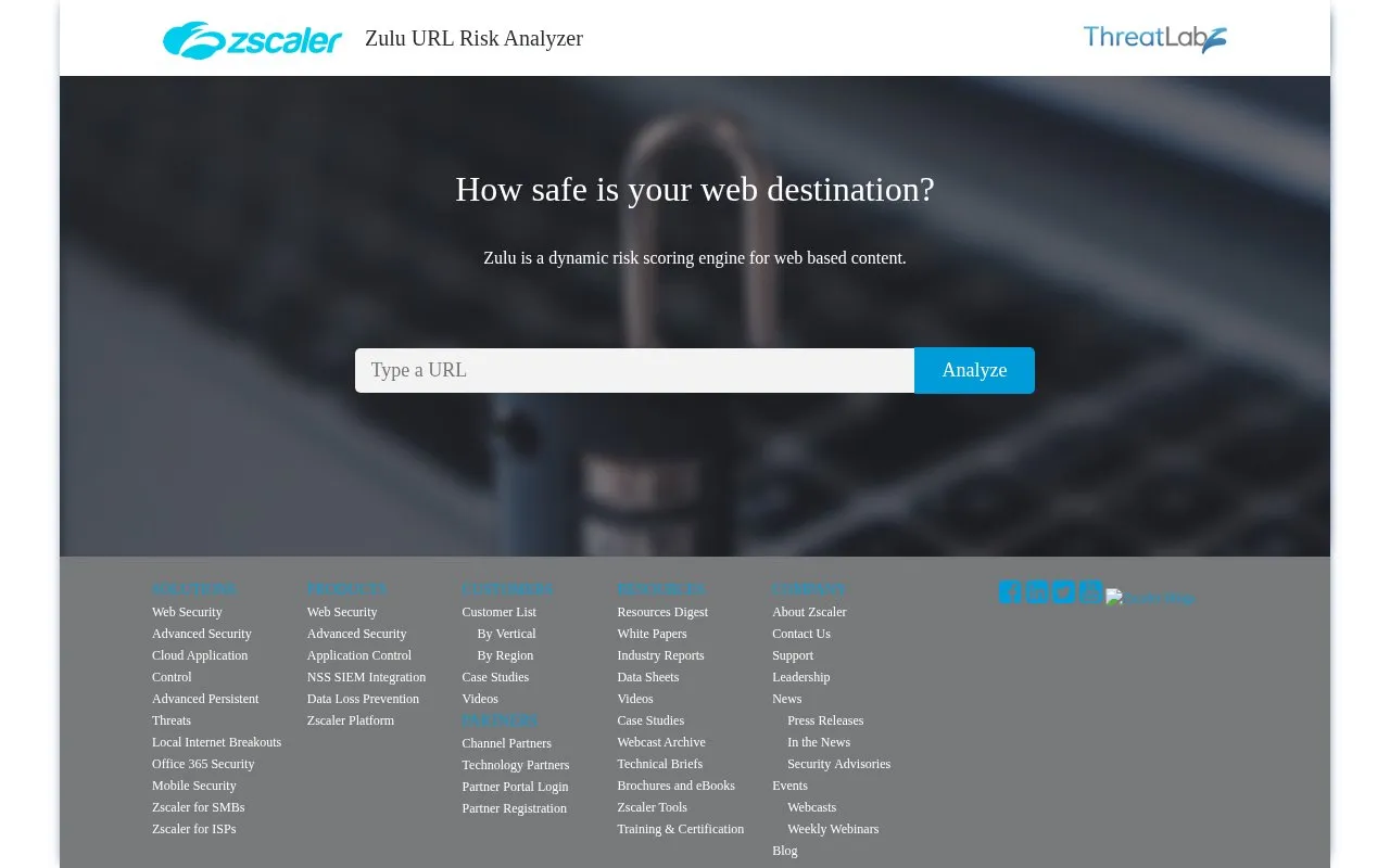 ZScaler homepage screenshot