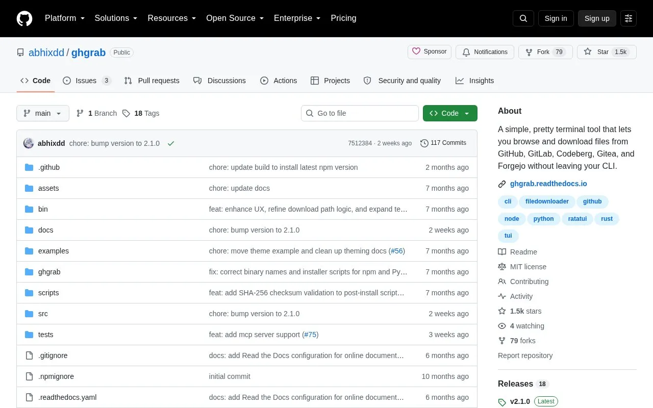 Ghgrab homepage screenshot