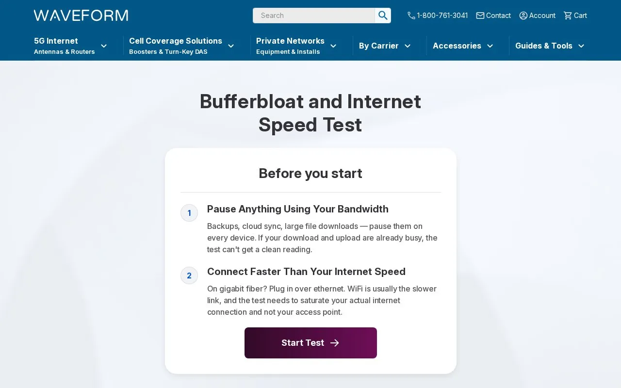 Waveform Test homepage screenshot