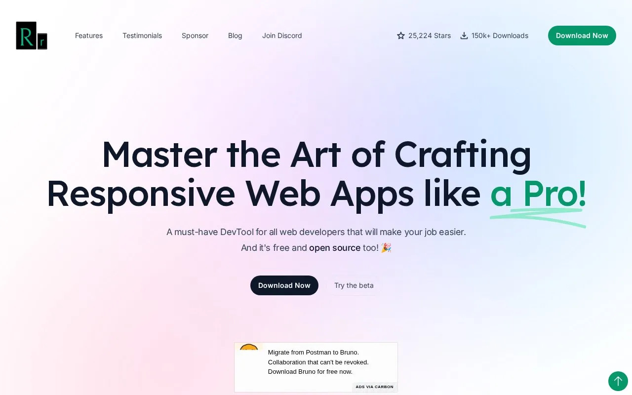 Responsively homepage screenshot