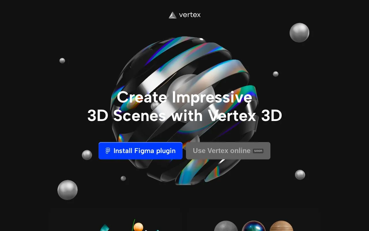 Vertex homepage screenshot