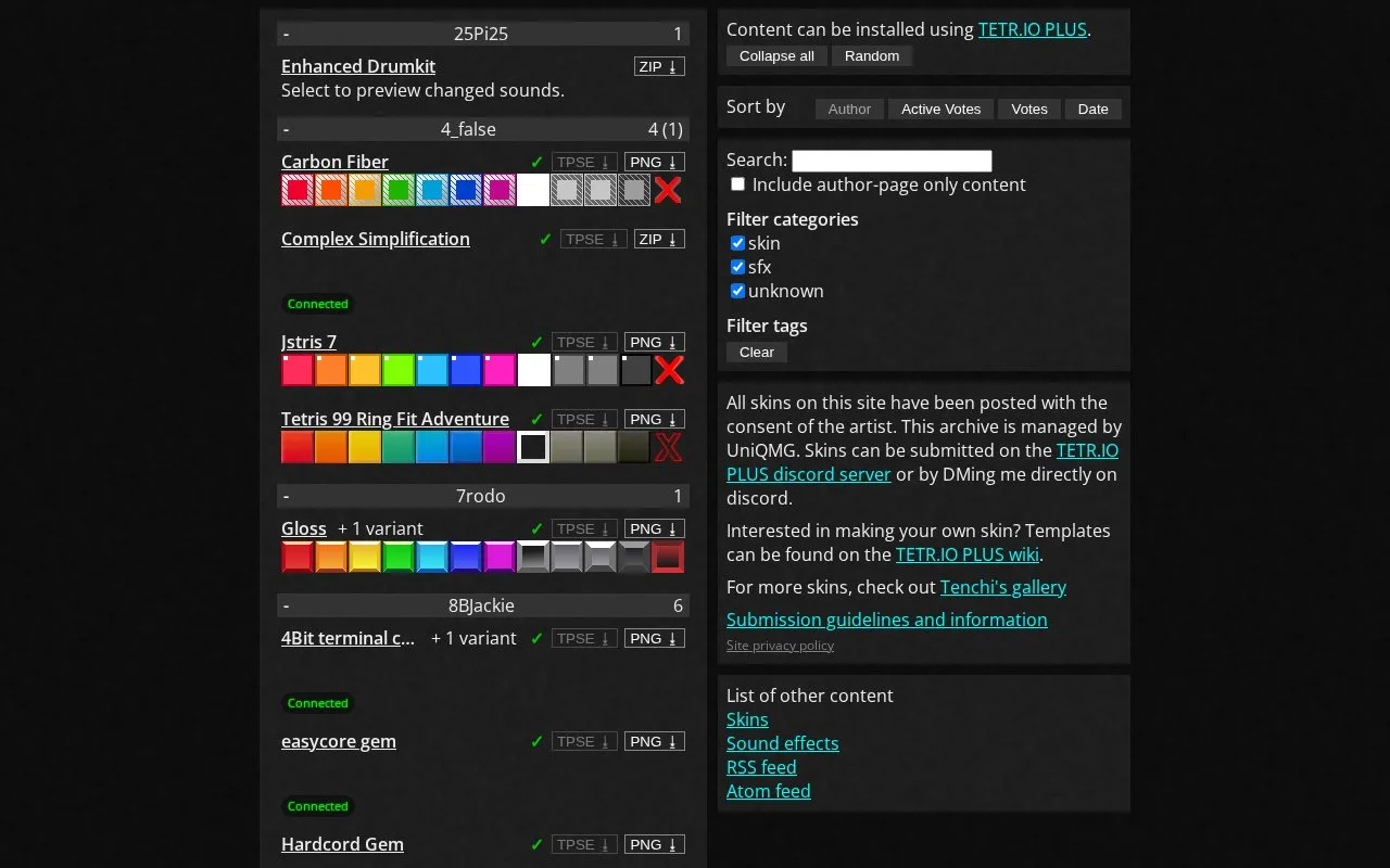 Skin Database homepage screenshot