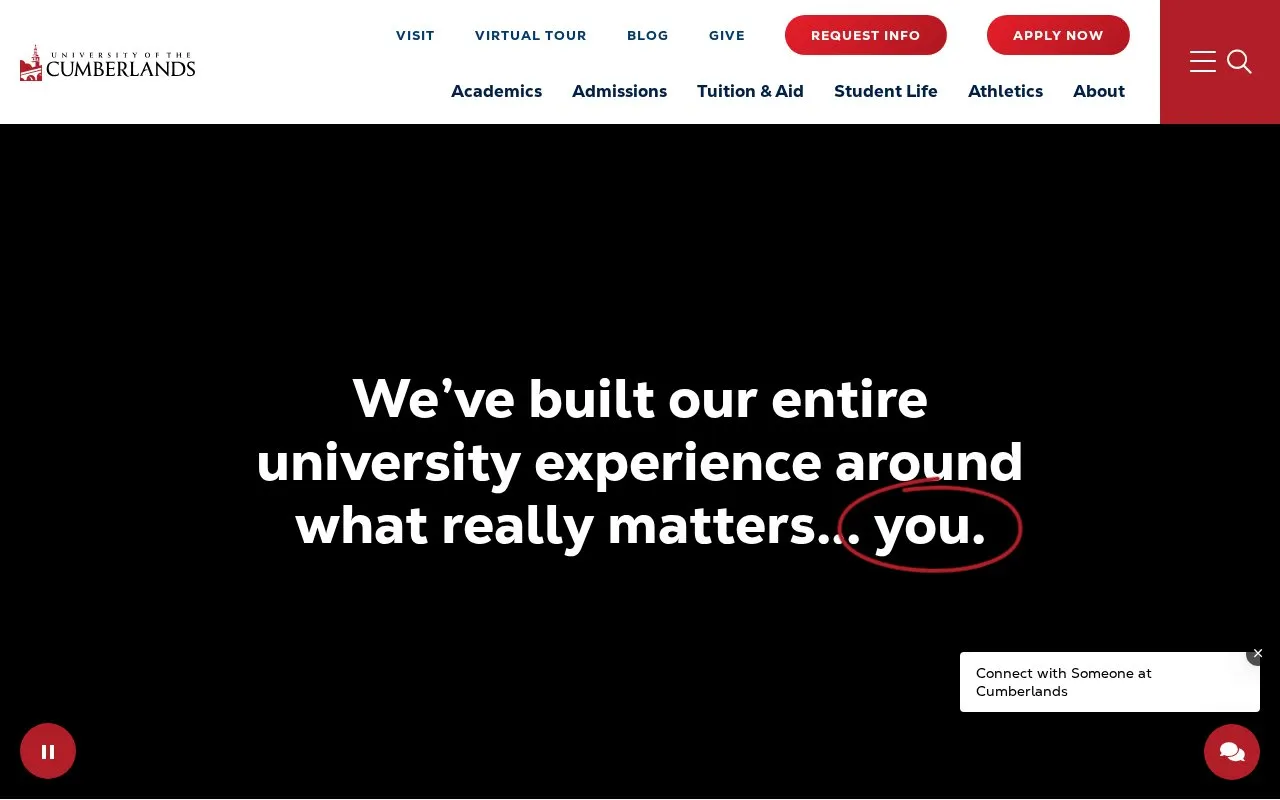 University of the Cumberlands homepage screenshot