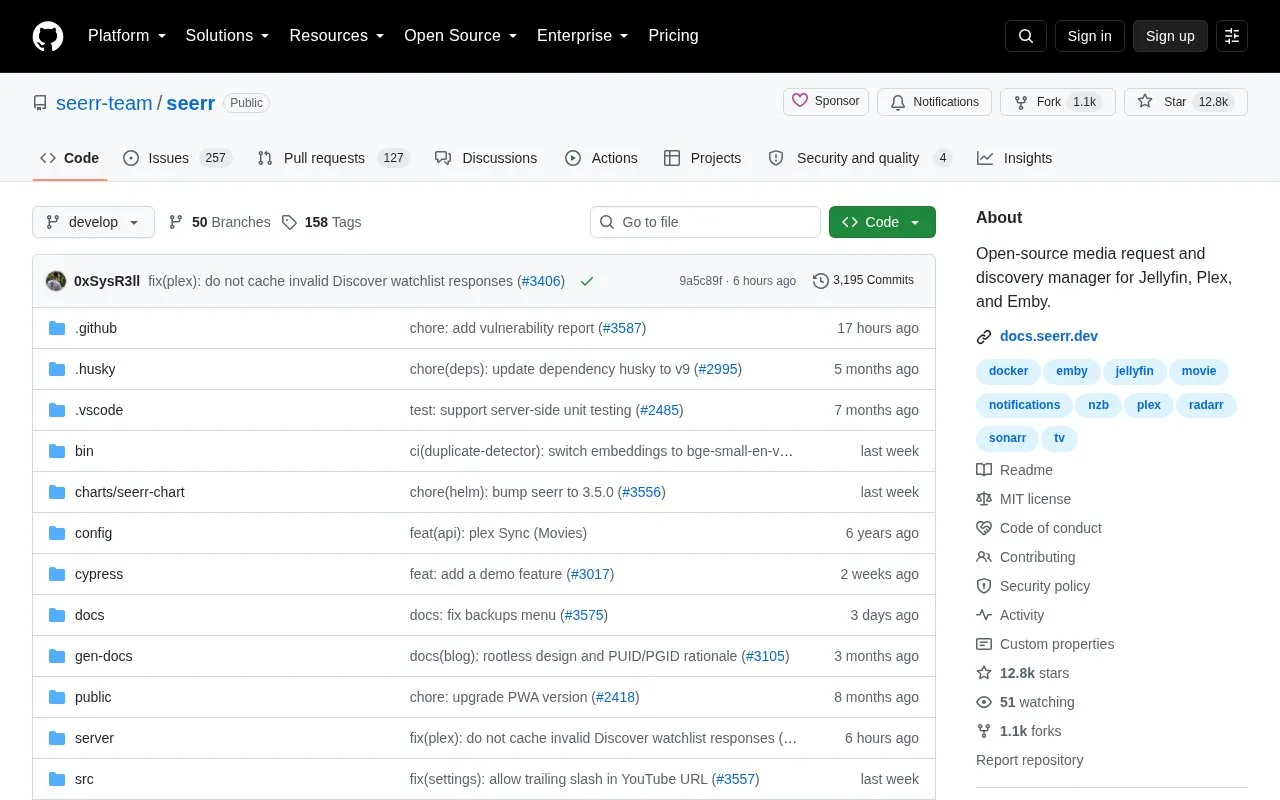 Seerr homepage screenshot