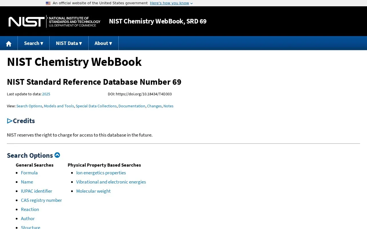 NIST homepage screenshot