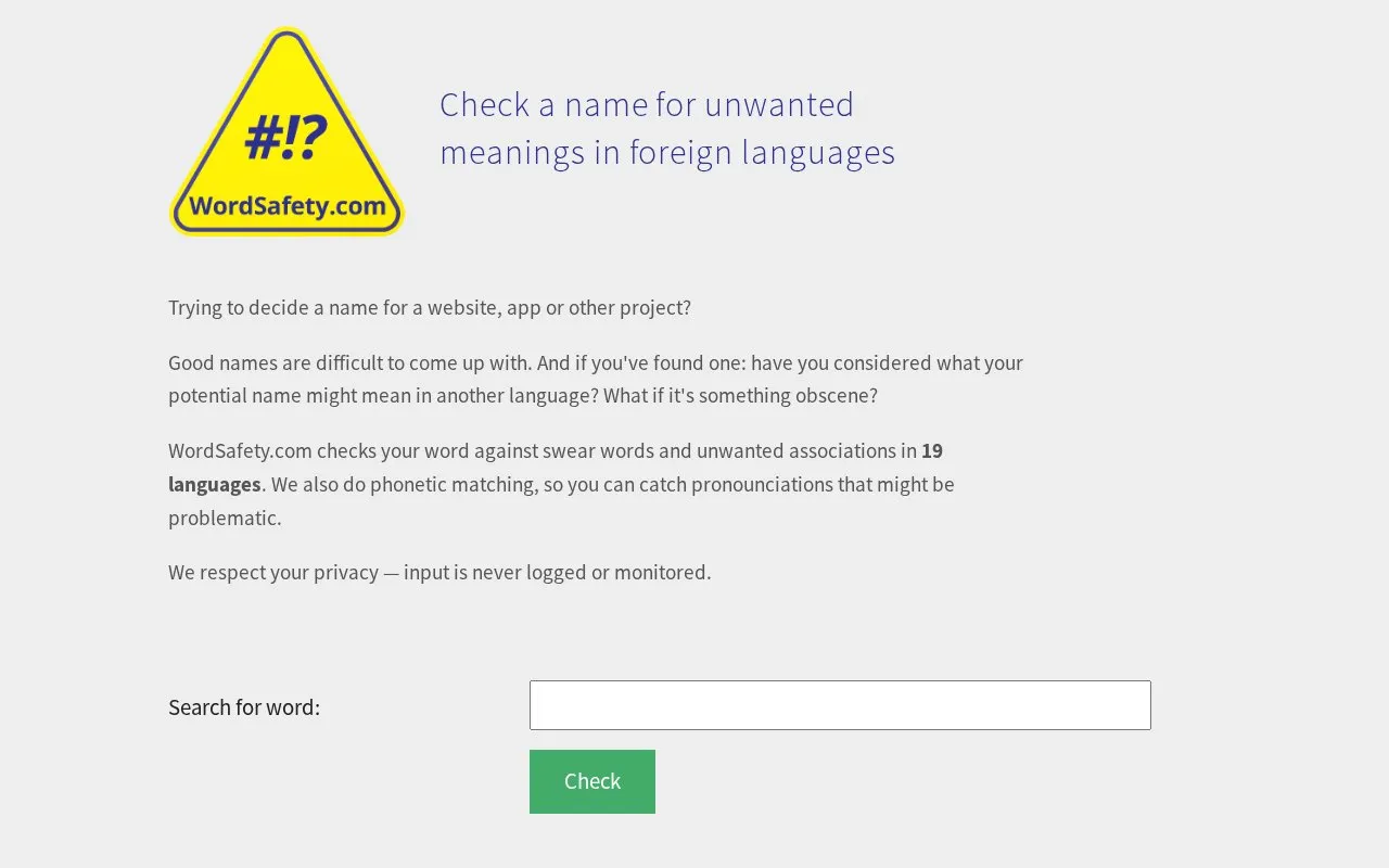 WordSafety homepage screenshot