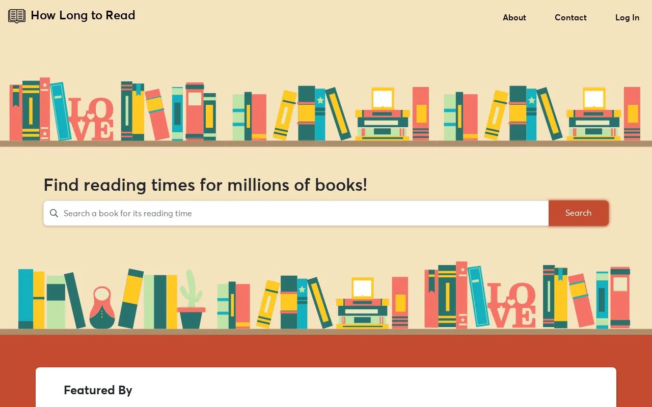 HowLongToRead homepage screenshot