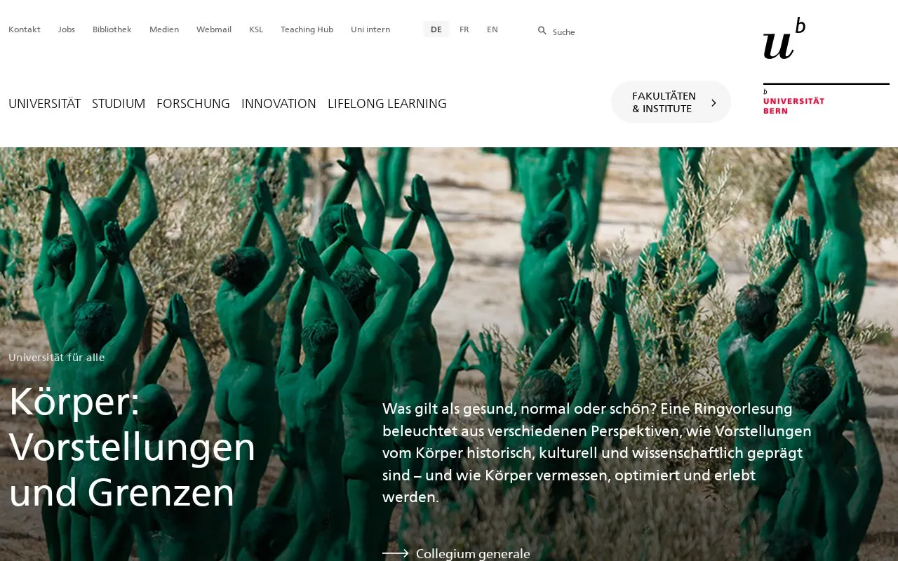 Universitat Bern homepage screenshot