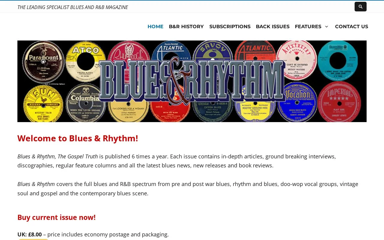 Blues & Rhythm, The Gospel Truth homepage screenshot