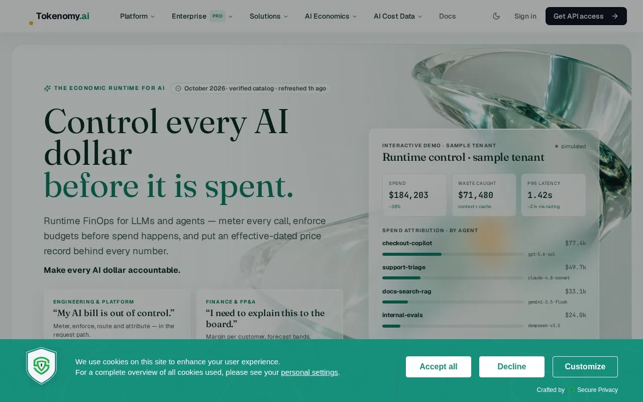 Tokenomy homepage screenshot