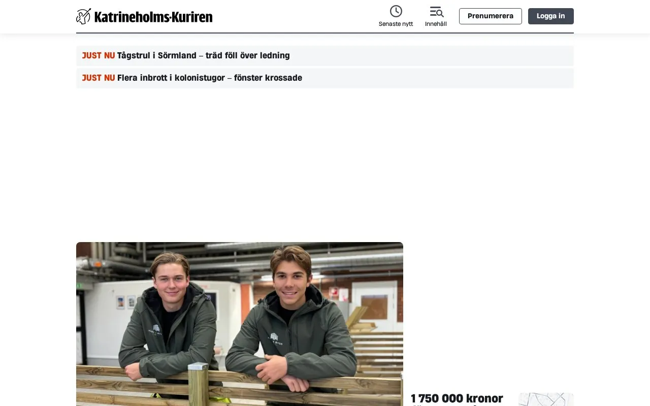 Katrineholms-Kuriren homepage screenshot