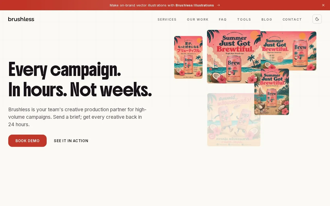 Brushless homepage screenshot