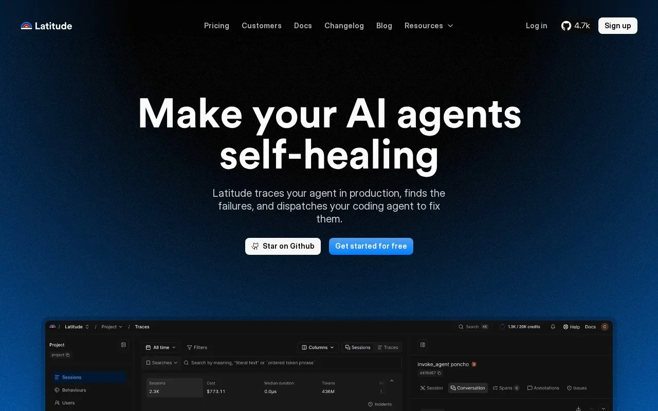 Latitude homepage screenshot