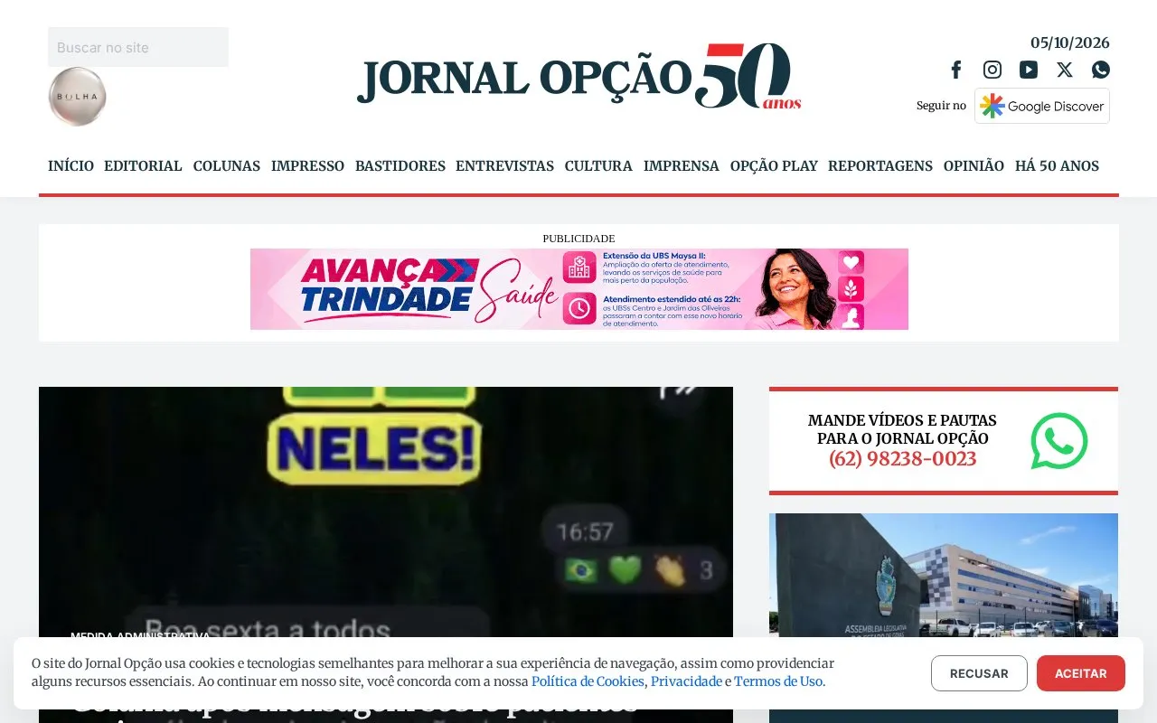 Jornal Opção homepage screenshot