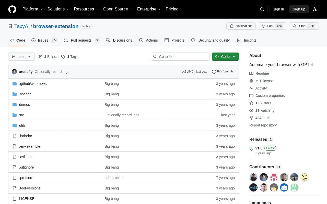 Taxy AI homepage screenshot