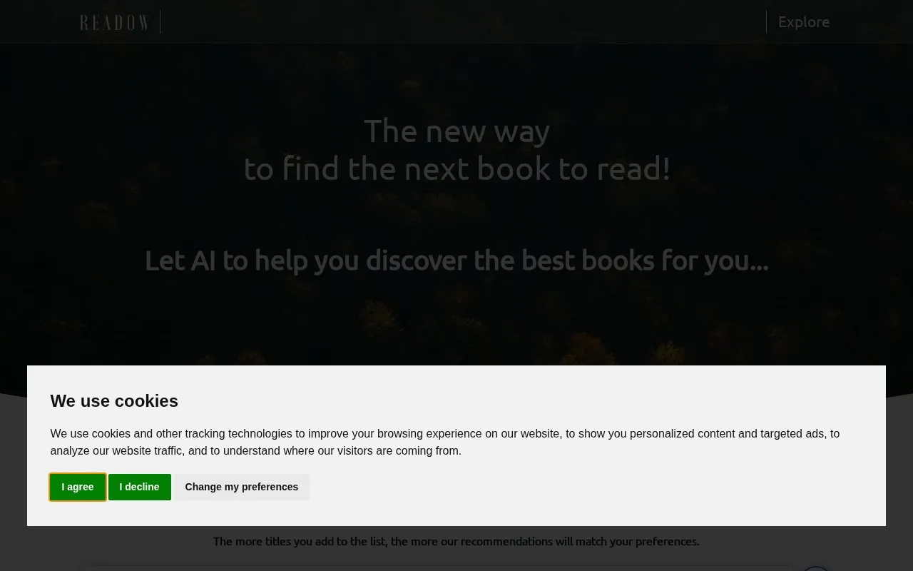 Readow homepage screenshot