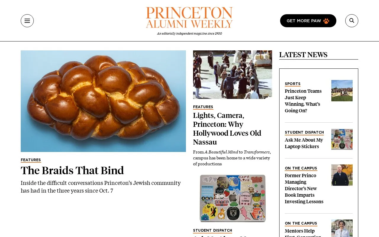 Princeton Alumni Weekly homepage screenshot