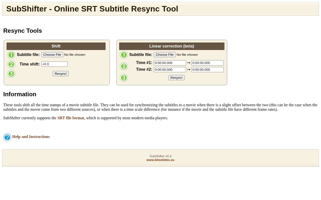 Subshifter homepage screenshot