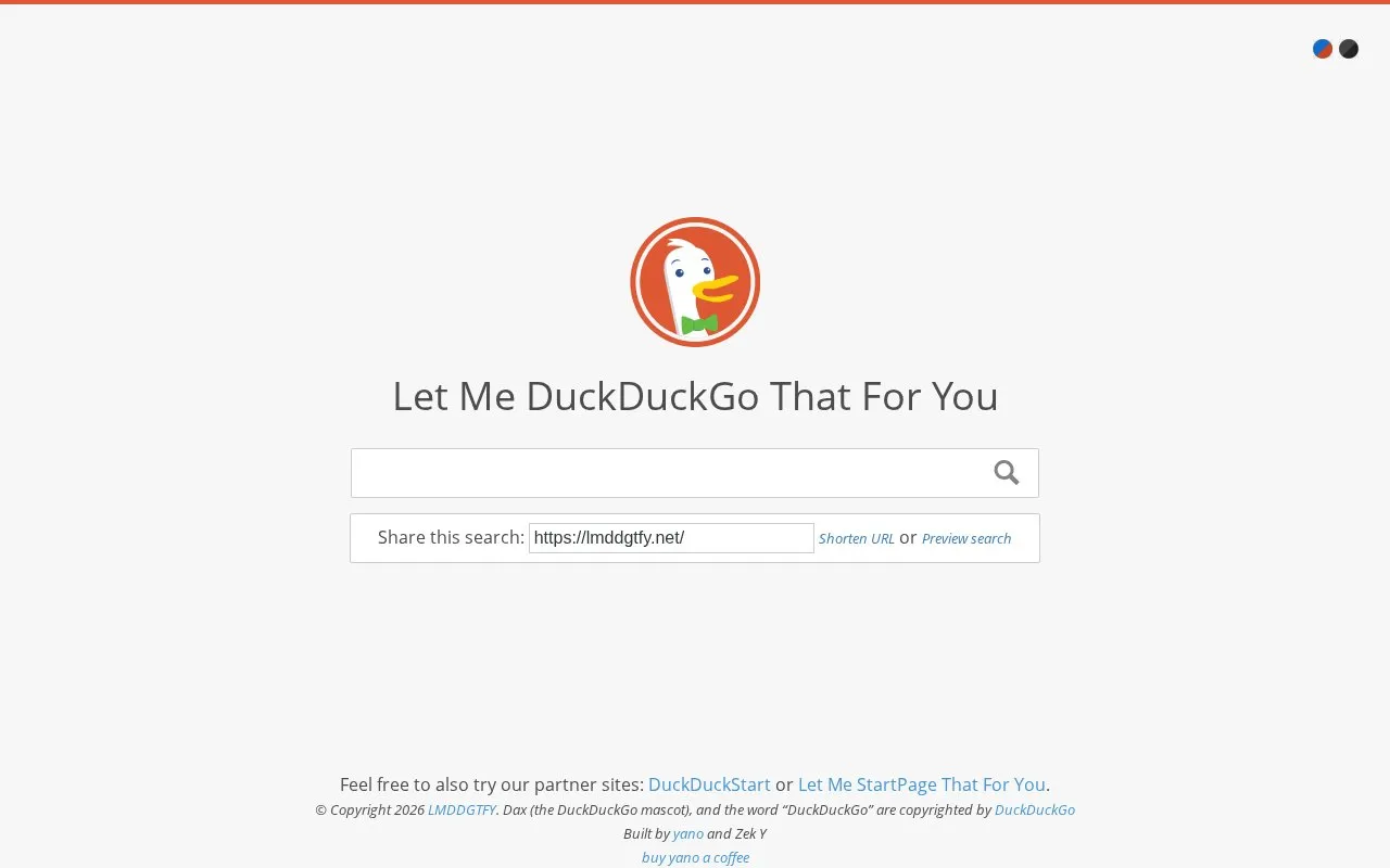 LMDDGTFY homepage screenshot