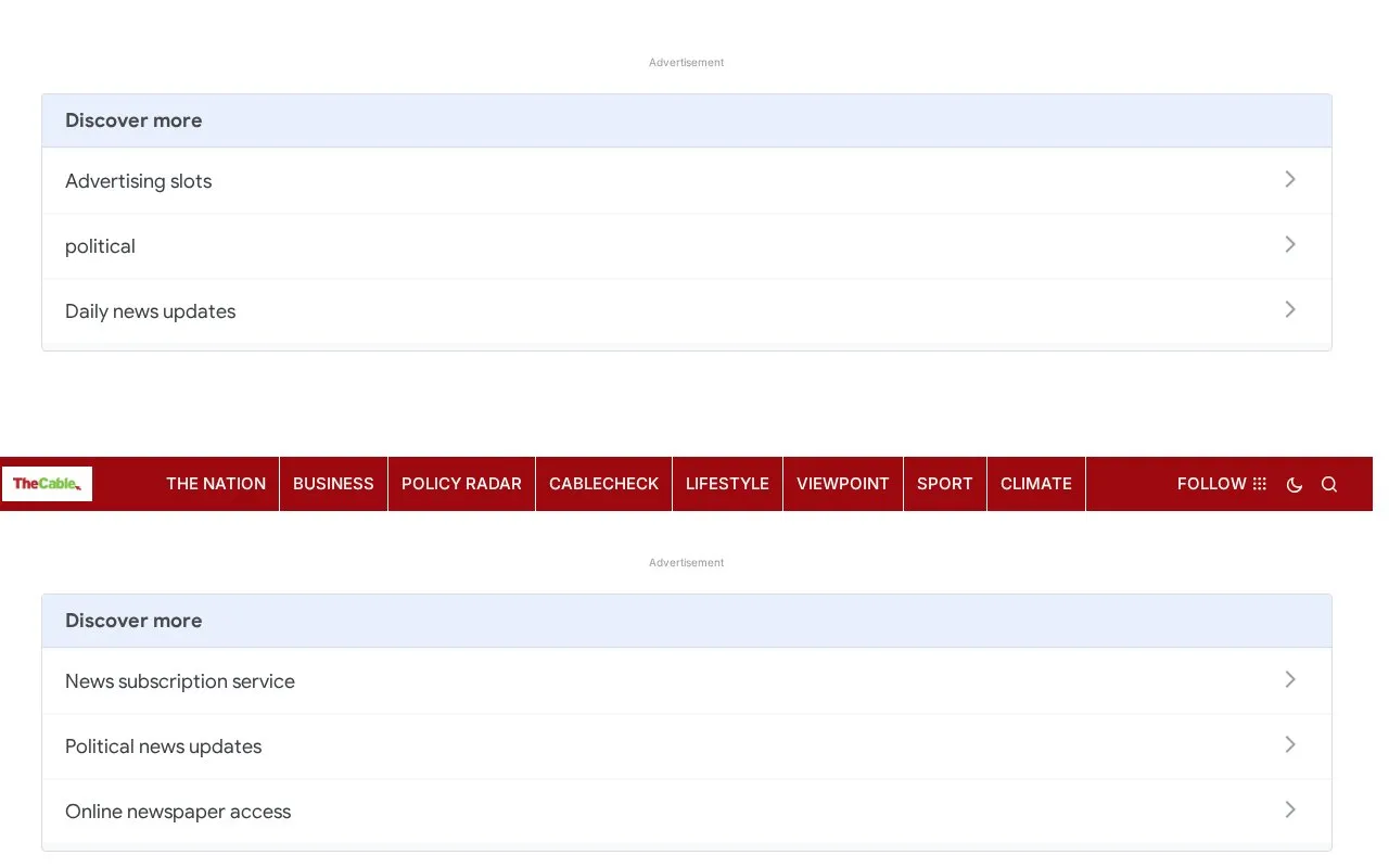 TheCable homepage screenshot