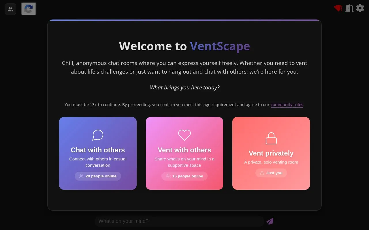 VentScape homepage screenshot