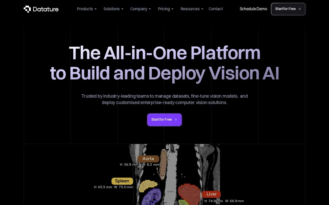 Datature homepage screenshot